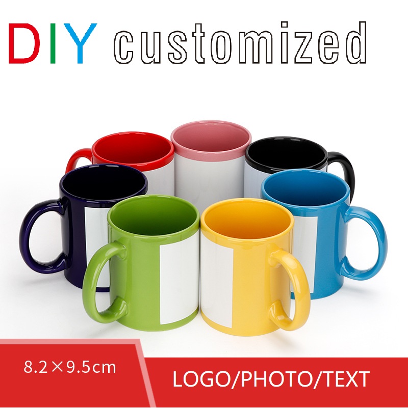 Sublimation Mug White - ถ้วยสีดํา DIY โลโก้เซรามิค 350ML แก้วปรับแต่งพิมพ์ภาพรูปแบบส่วนบุคคลของขวัญสําหรับชากาแฟนม