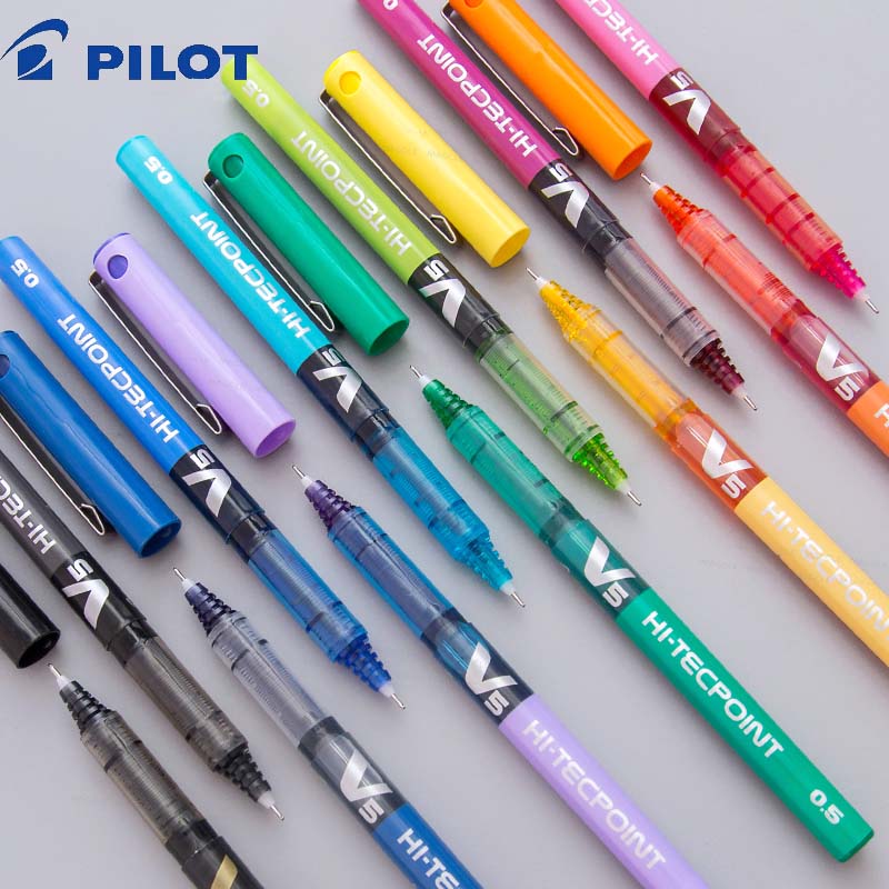 Pilot Pen V5 - ปากกาเจลหลากสีญี่ปุ่น HI-TECPOINT BX-V5 ปากกาลูกลื่นหมึกเหลวความจุสูง หน้าต่างแสดงหมึก ของแท้