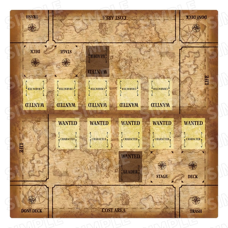 Door Mat Blank - แผ่นรองเล่นการ์ดลายแผนที่โจรสลัดแบบชิ้นเดียว ขนาด 600x600 มม. สำหรับ OPCG